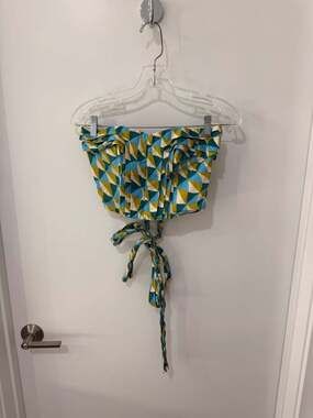 Marissa Webb Collective Geometric Print Tie-Back Corset Crop Top